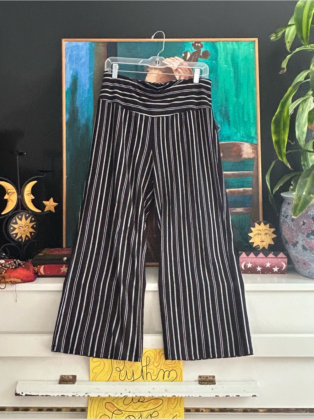 Habitat Black White Striped Wide Leg Palazzo Pants Women’s Small